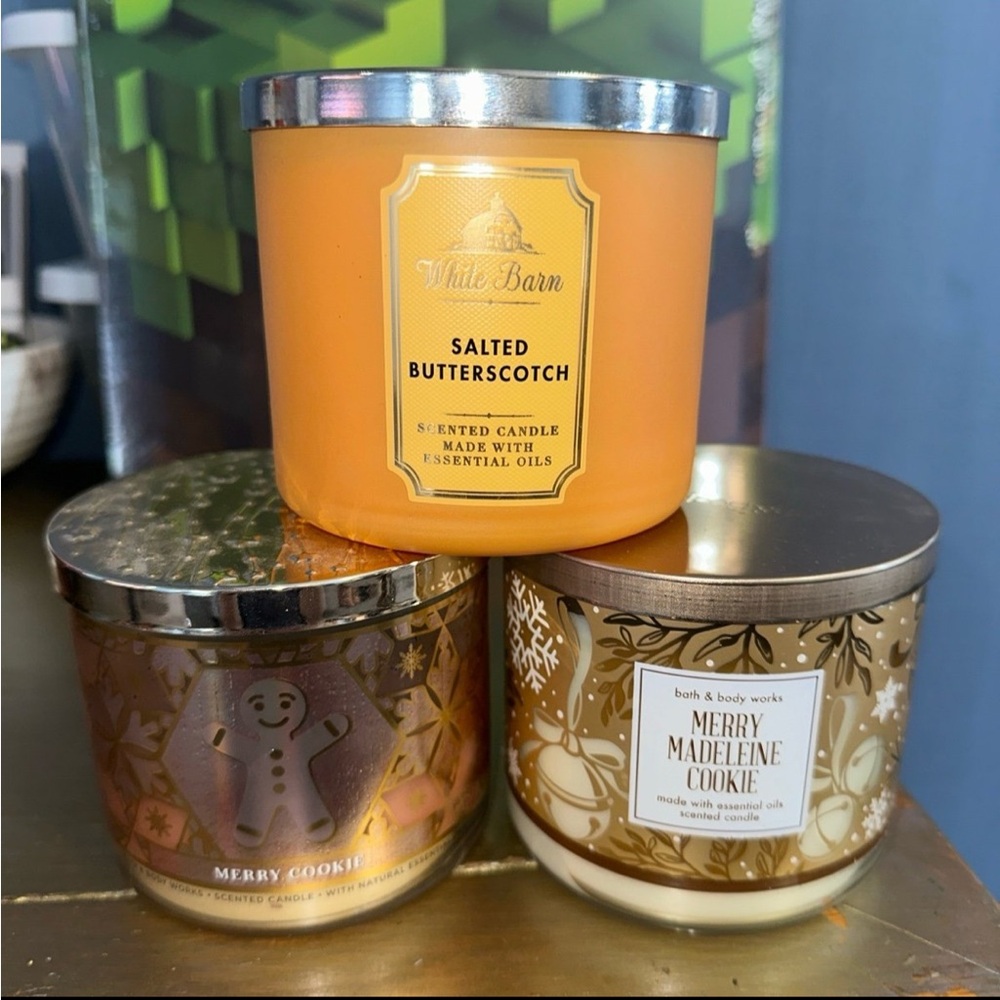 Bath and Body Works 3 Wick Candle Bundle / Lot White Barn